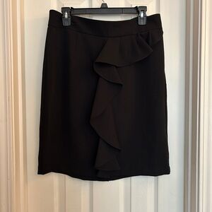 Elle Black Pencil Skirt with Ruffle Detail